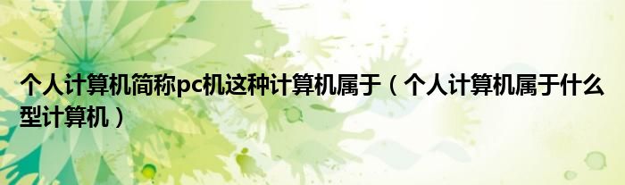 个人计算机简称pc机这种计算机属于（个人计算机属于什么型计算机）