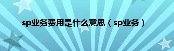 sp业务费用是什么意思（sp业务）