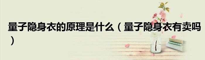 量子隐身衣的原理是什么（量子隐身衣有卖吗）