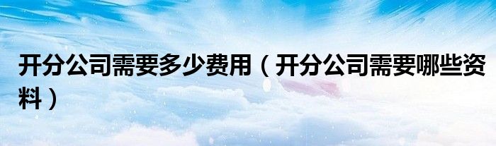 开分公司需要多少费用（开分公司需要哪些资料）