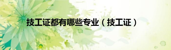 技工证都有哪些专业（技工证）