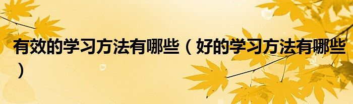 有效的学习方法有哪些（好的学习方法有哪些）