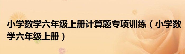 小学数学六年级上册计算题专项训练（小学数学六年级上册）