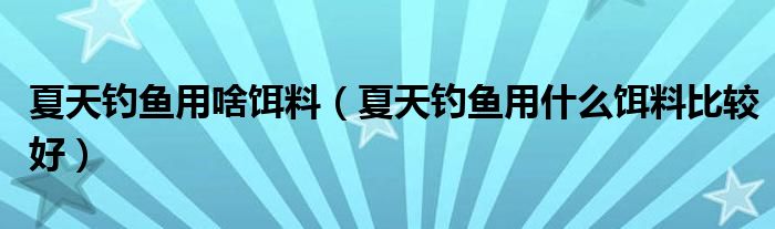 夏天钓鱼用啥饵料（夏天钓鱼用什么饵料比较好）