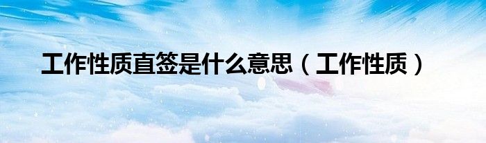 工作性质直签是什么意思（工作性质）