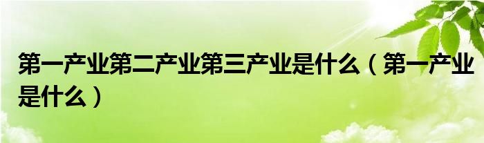 第一产业第二产业第三产业是什么（第一产业是什么）