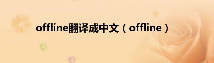offline翻译成中文（offline）