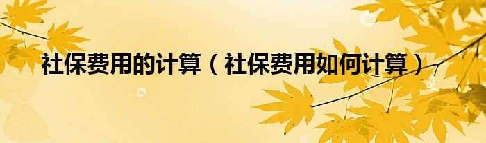 社保费用的计算（社保费用如何计算）