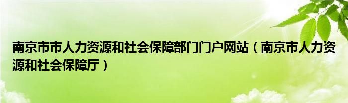 南京市市人力资源和社会保障部门门户网站（南京市人力资源和社会保障厅）