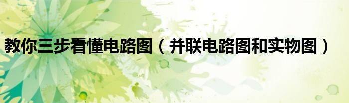教你三步看懂电路图（并联电路图和实物图）