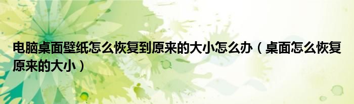 电脑桌面壁纸怎么恢复到原来的大小怎么办（桌面怎么恢复原来的大小）