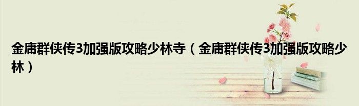 金庸群侠传3加强版攻略少林寺（金庸群侠传3加强版攻略少林）