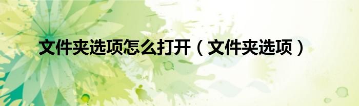 文件夹选项怎么打开（文件夹选项）