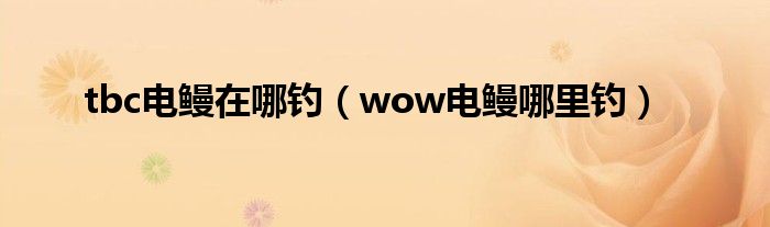 tbc电鳗在哪钓（wow电鳗哪里钓）
