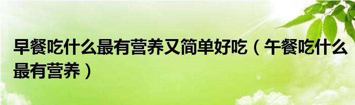 早餐吃什么最有营养又简单好吃（午餐吃什么最有营养）