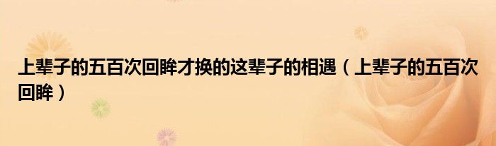 上辈子的五百次回眸才换的这辈子的相遇（上辈子的五百次回眸）
