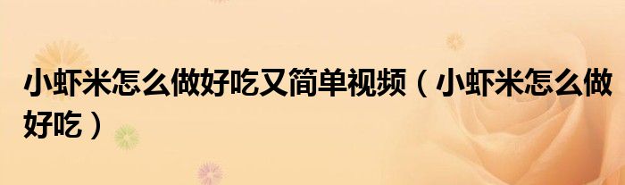 小虾米怎么做好吃又简单视频（小虾米怎么做好吃）