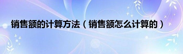 销售额的计算方法（销售额怎么计算的）