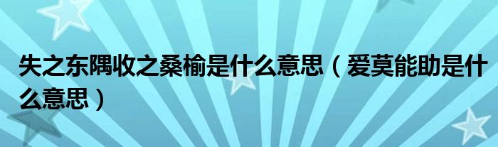 失之东隅收之桑榆是什么意思（爱莫能助是什么意思）