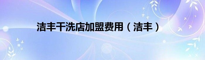 洁丰干洗店加盟费用（洁丰）