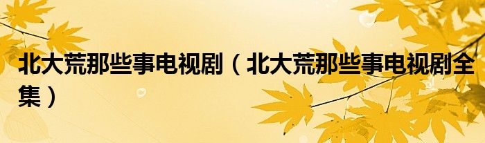 北大荒那些事电视剧（北大荒那些事电视剧全集）