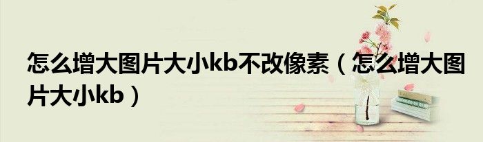 怎么增大图片大小kb不改像素（怎么增大图片大小kb）