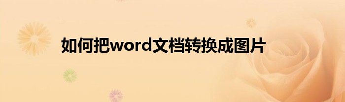 如何把word文档转换成图片