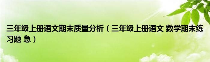 三年级上册语文期末质量分析（三年级上册语文 数学期末练习题 急）