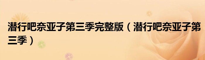 潜行吧奈亚子第三季完整版（潜行吧奈亚子第三季）
