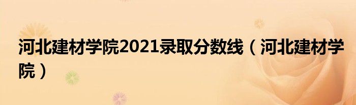 河北建材学院2021录取分数线（河北建材学院）