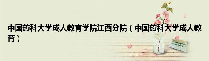 中国药科大学成人教育学院江西分院（中国药科大学成人教育）