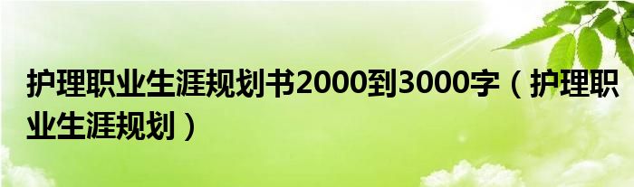 护理职业生涯规划书2000到3000字（护理职业生涯规划）