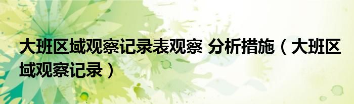 大班区域观察记录表观察 分析措施（大班区域观察记录）