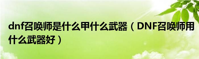 dnf召唤师是什么甲什么武器（DNF召唤师用什么武器好）