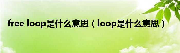 free loop是什么意思（loop是什么意思）