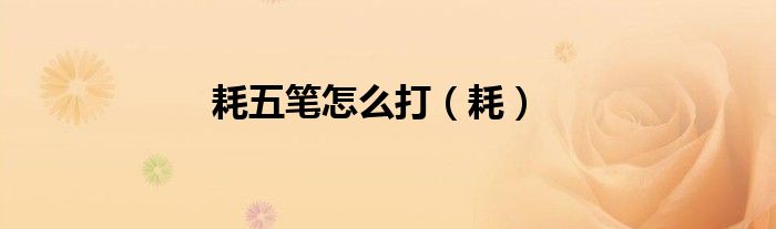 耗五笔怎么打（耗）