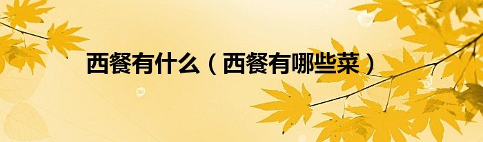 西餐有什么（西餐有哪些菜）