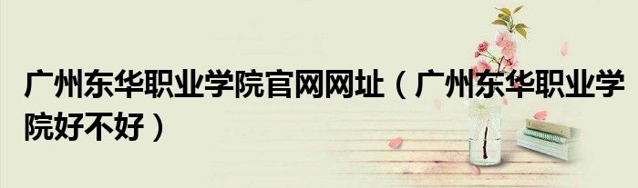 广州东华职业学院官网网址（广州东华职业学院好不好）