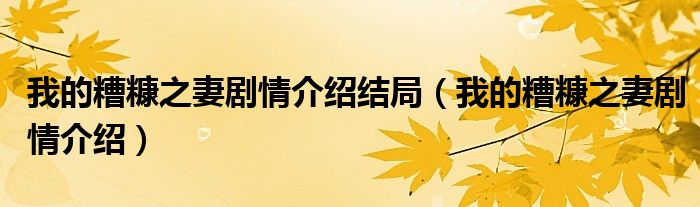 我的糟糠之妻剧情介绍结局（我的糟糠之妻剧情介绍）