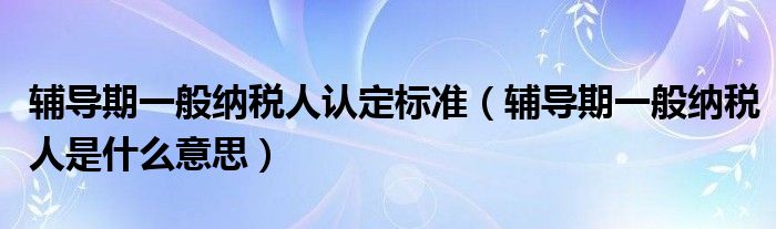 辅导期一般纳税人认定标准（辅导期一般纳税人是什么意思）