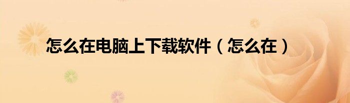 怎么在电脑上下载软件（怎么在）