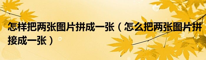 怎样把两张图片拼成一张（怎么把两张图片拼接成一张）
