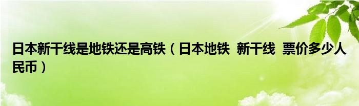 日本新干线是地铁还是高铁（日本地铁  新干线  票价多少人民币）