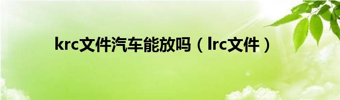 krc文件汽车能放吗（lrc文件）