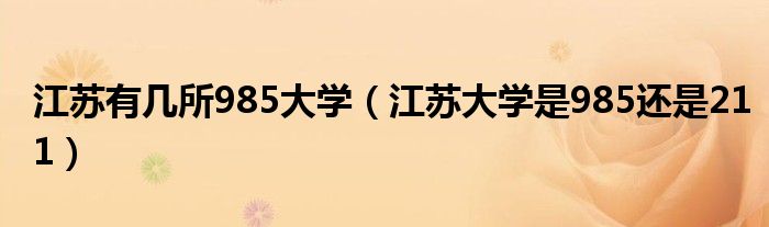 江苏有几所985大学（江苏大学是985还是211）
