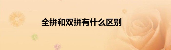 全拼和双拼有什么区别