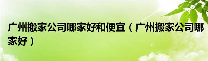 广州搬家公司哪家好和便宜（广州搬家公司哪家好）