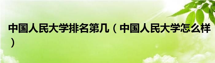 中国人民大学排名第几（中国人民大学怎么样）