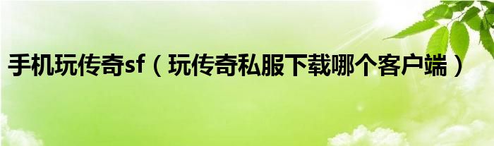 手机玩传奇sf（玩传奇私服下载哪个客户端）