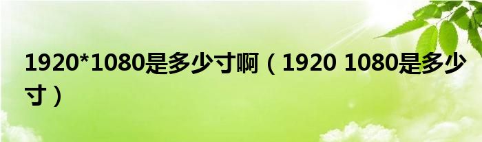 1920*1080是多少寸啊（1920 1080是多少寸）